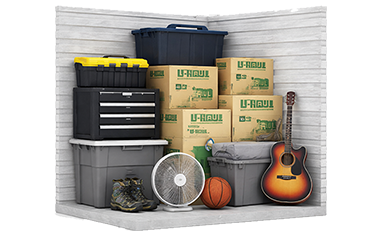 Example contents that fit in a 5 by 10 storage unit